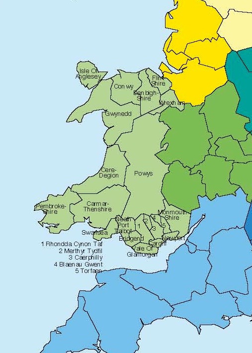 Map of Wales Region | Association of Paediatric Chartered Physiotherapists