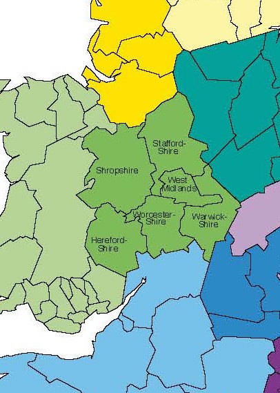 Map of West Midlands Region