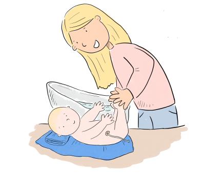 Picking up a baby 