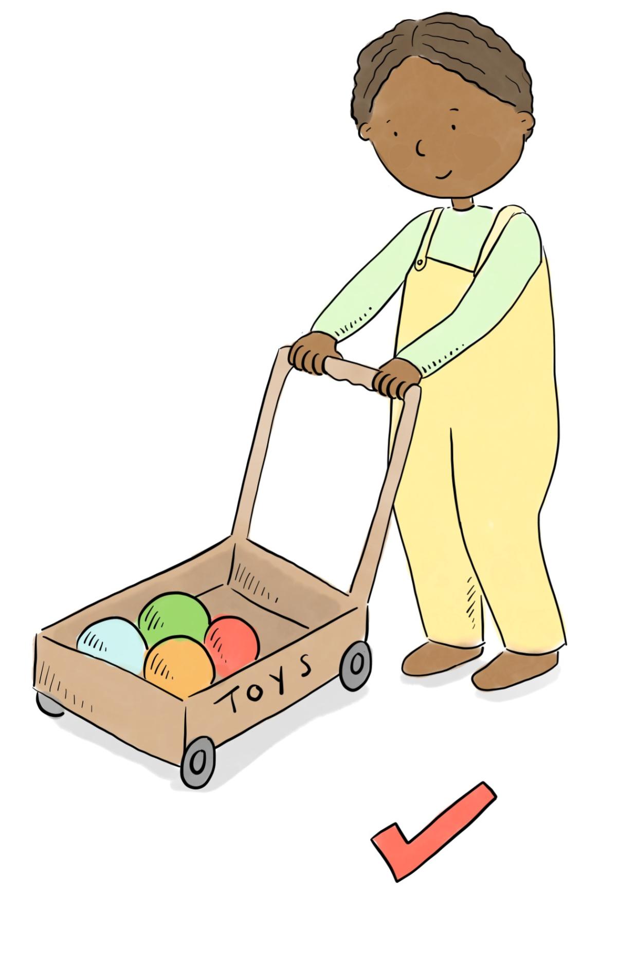 Baby with pushalongtoy